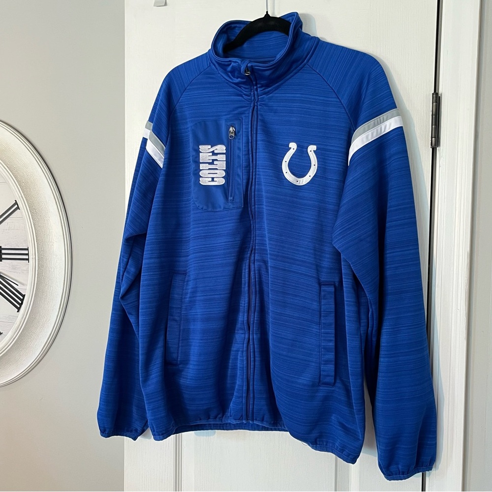 Indianapolis Colts NFL Royal Collar Full Zip Jacket Fleece Lined NFL